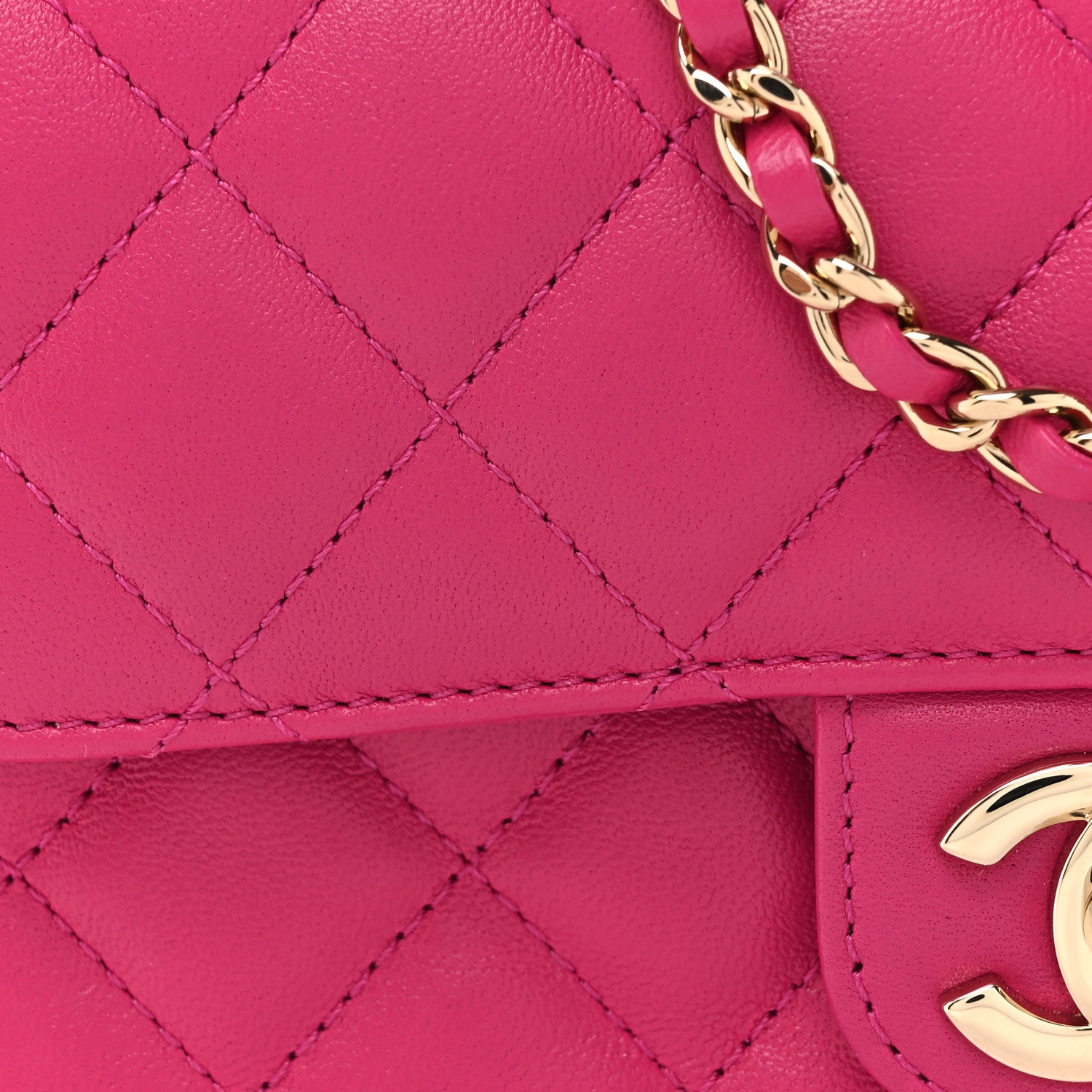 Chanel Lambskin Quilted Mini Crystal Top Handle Rectangular Flap Dark Pink 8 of 12