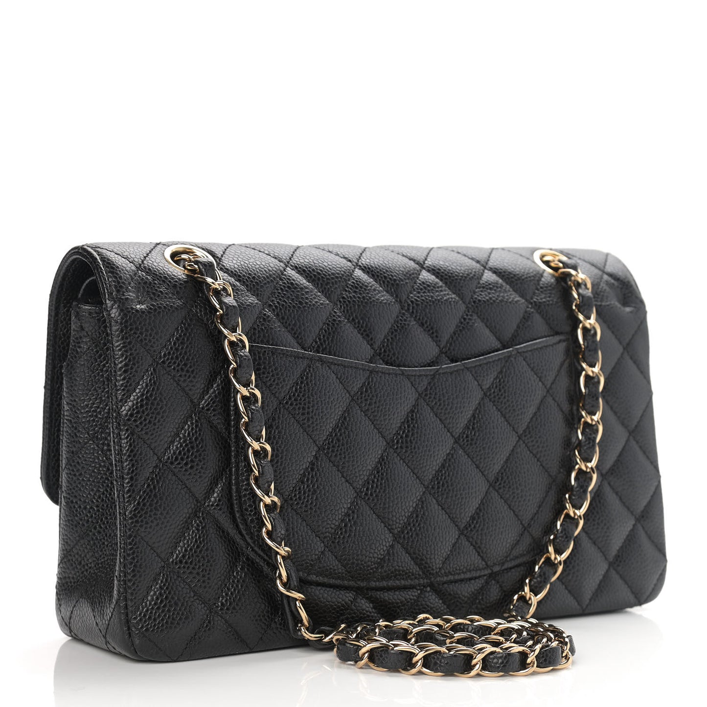 Caviar Quilted Medium Double Flap Black