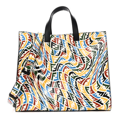 Fendi X SARAH COLEMAN Vitello Grace Light FF Vertigo Shopping Tote White Ice Multicolor 1 of 10