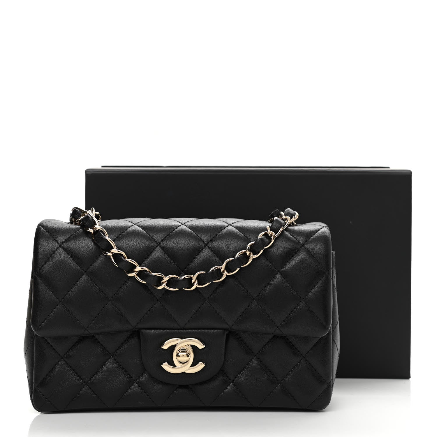Chanel Lambskin Quilted Mini Rectangular Flap Black 10 of 10