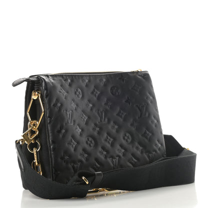 Louis Vuitton Lambskin Embossed Monogram Coussin PM Black 3 of 11