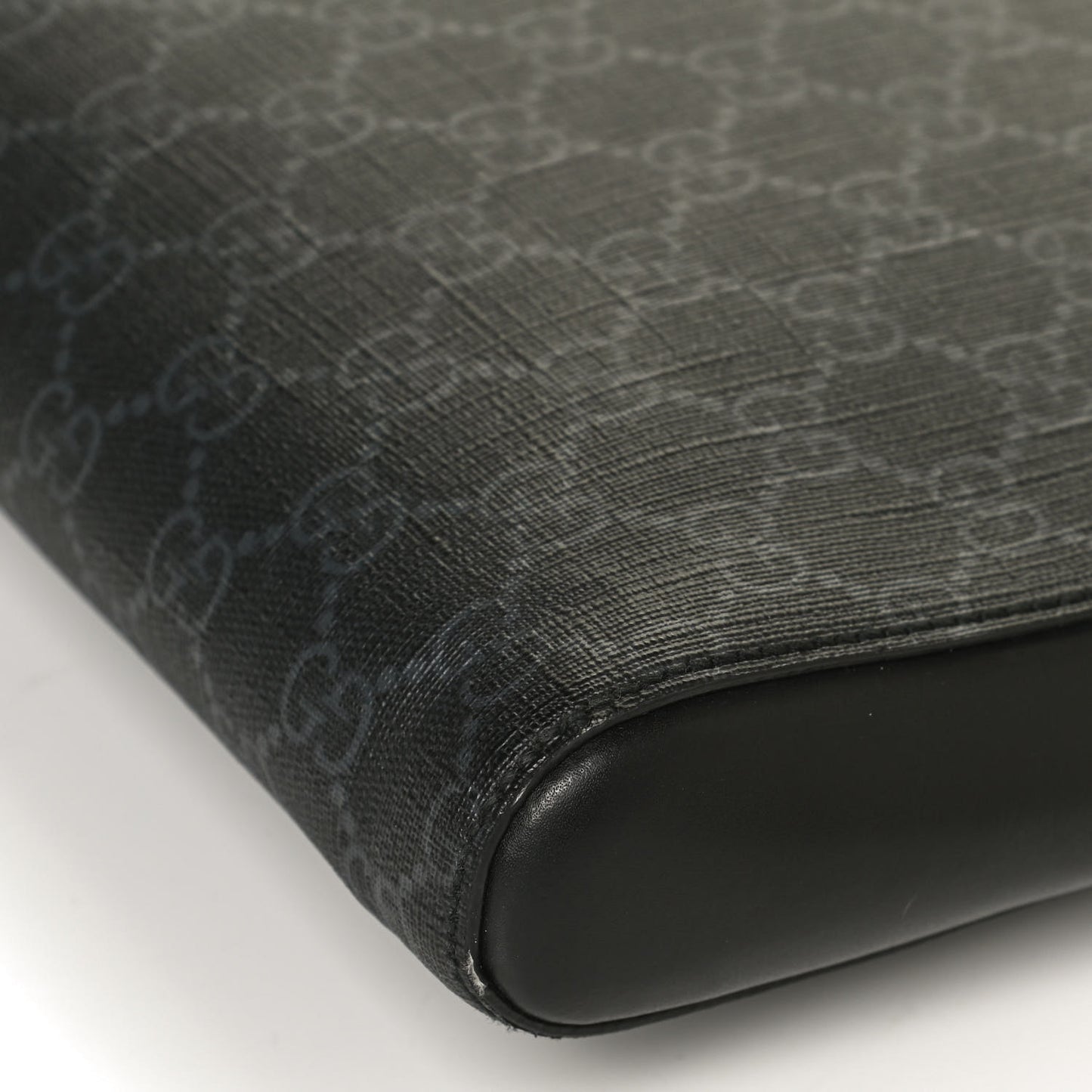 GG Supreme Monogram Appia Calfskin Web Flat Messenger Bag Black Grey