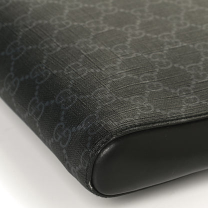 Gucci GG Supreme Monogram Appia Calfskin Web Flat Messenger Bag Black Grey 11 of 12