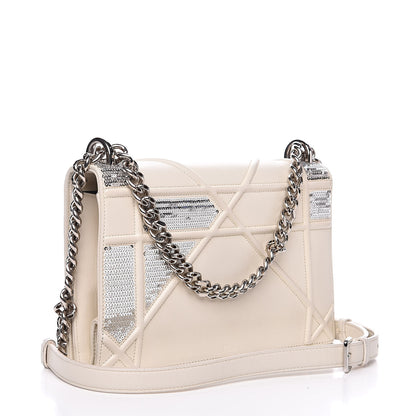 Christian Dior Lambskin Sequin Medium Diorama Flap Bag White 3 of 16