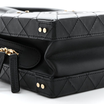 Chanel Calfskin Quilted Studded Square Vanity Case Black 9 of 10