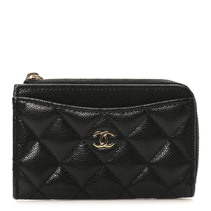 Chanel Caviar Quilted CC Zip Around Card Holder Black 8 of 9