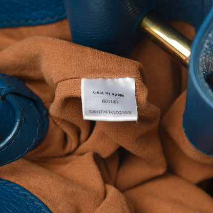 MCM Grained Calfskin Drawstring Bucket Bag Blue 8 of 16