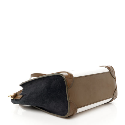 Celine Textured Calfskin Suede Nano Tri-Color Luggage Cream 4 of 11