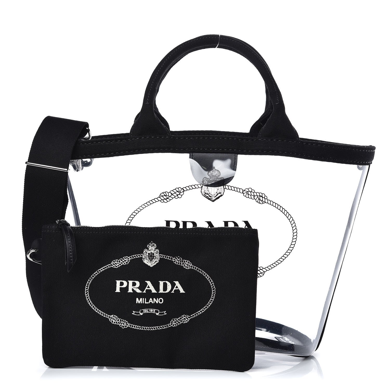 Prada Plexiglass Canapa Small Shopper Tote Black 1 of 7