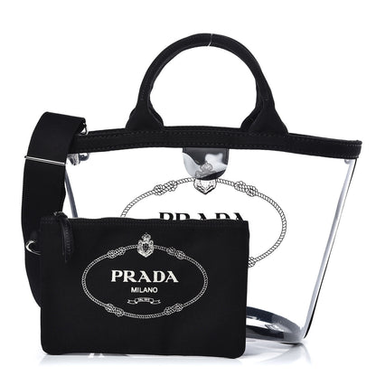 Prada Plexiglass Canapa Small Shopper Tote Black 1 of 7