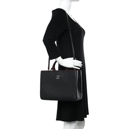 Chanel Bullskin Stitched Bi-Color Medium Shopping Tote Black 2 of 16