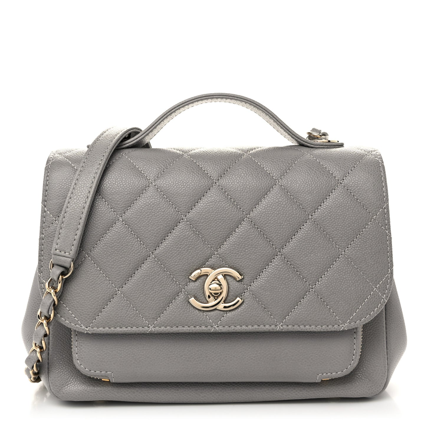 Caviar Quilted Medium Business Affinity Flap Grey