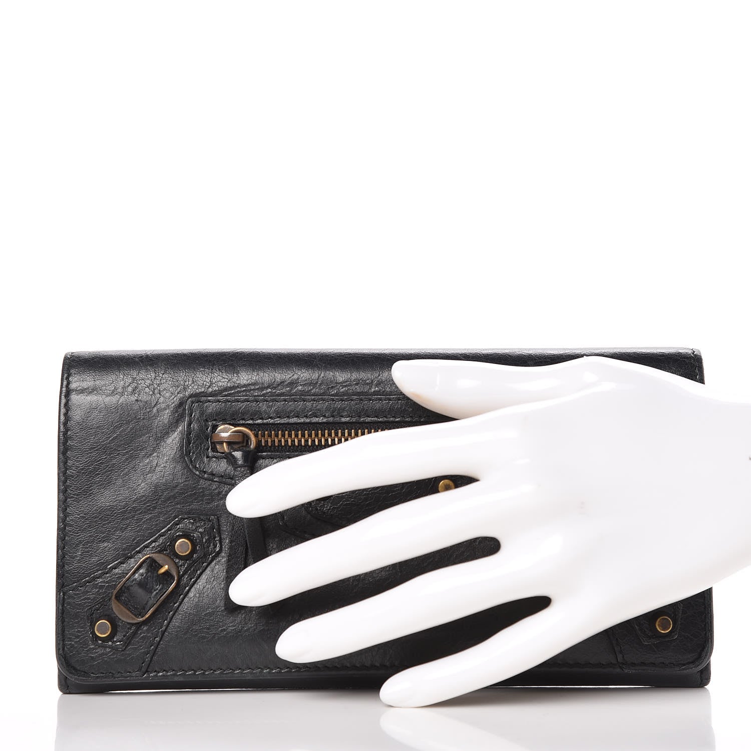 Balenciaga Agneau Classic Hardware Money Wallet Black 2 of 12