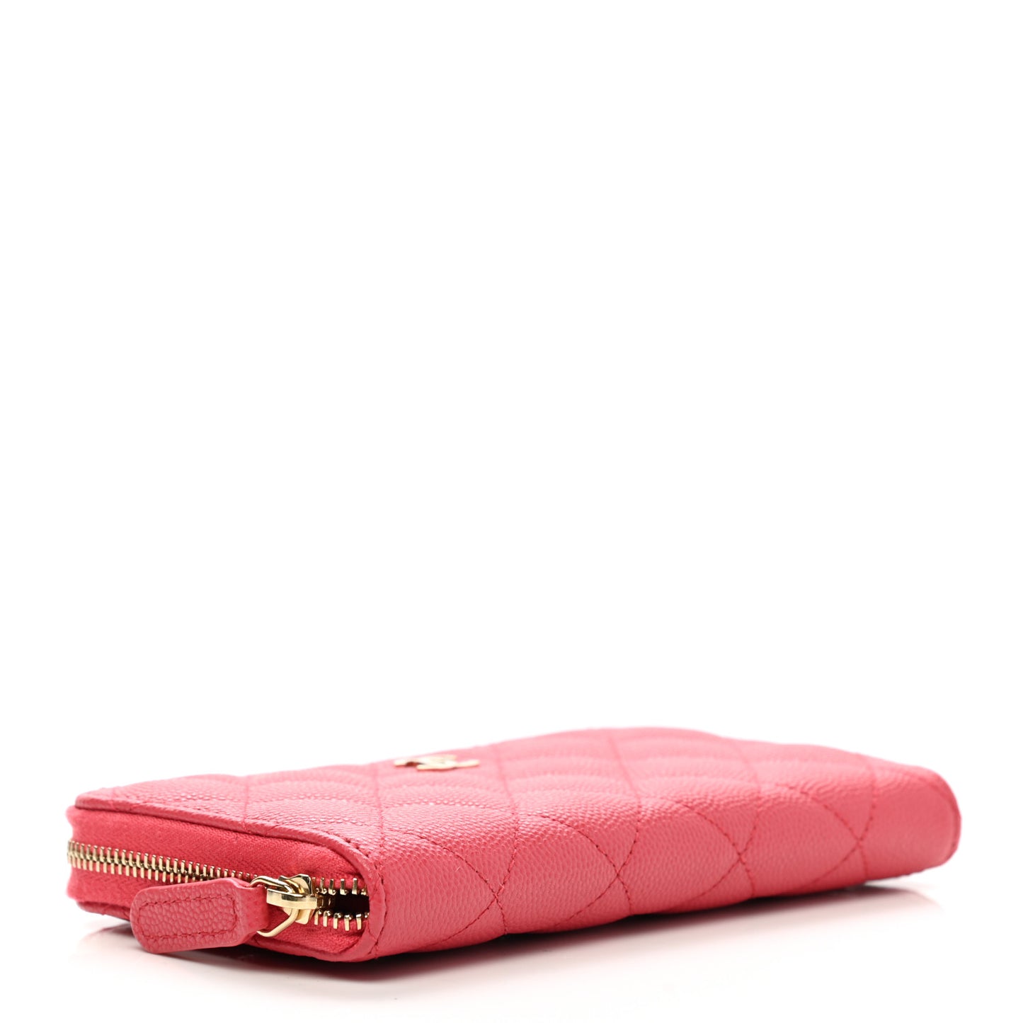 Caviar Quilted Medium Zip Around Wallet Dark Pink