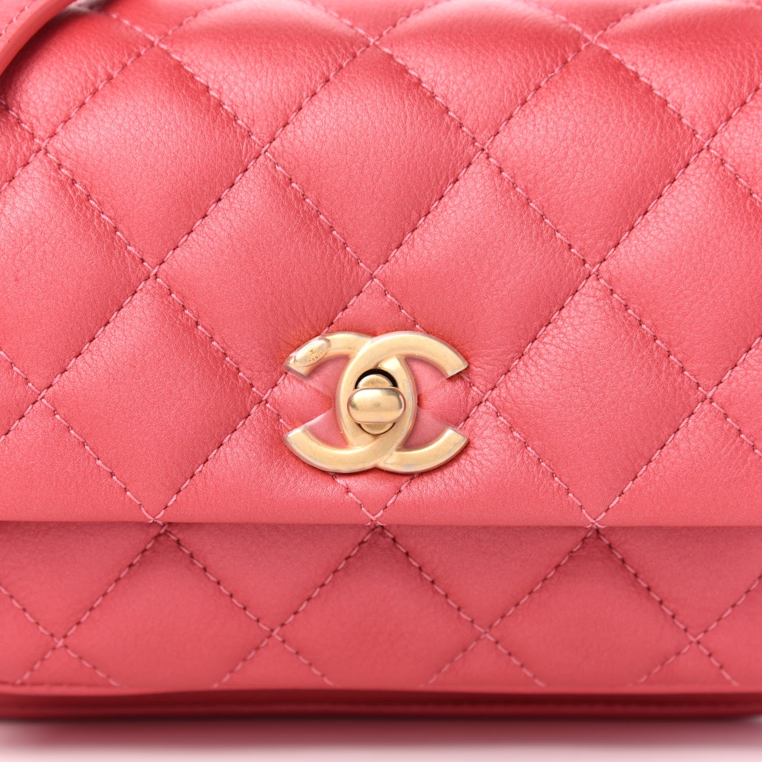 Chanel Calfskin Quilted Top Handle Flap Dark Pink 12 of 12