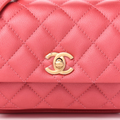 Chanel Calfskin Quilted Top Handle Flap Dark Pink 12 of 12