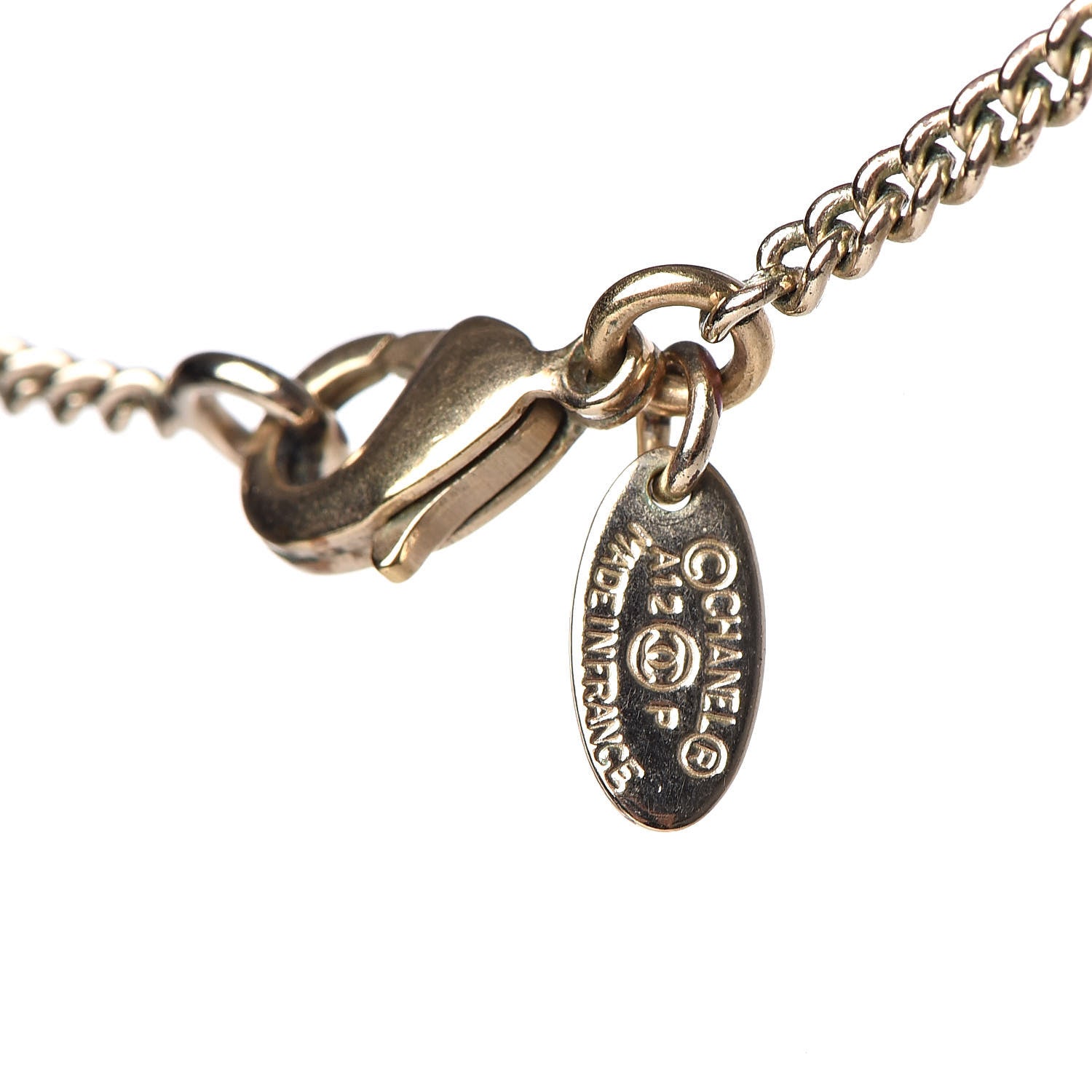 Chanel Crystal Pearl CC Drop Necklace Gold 6 of 6
