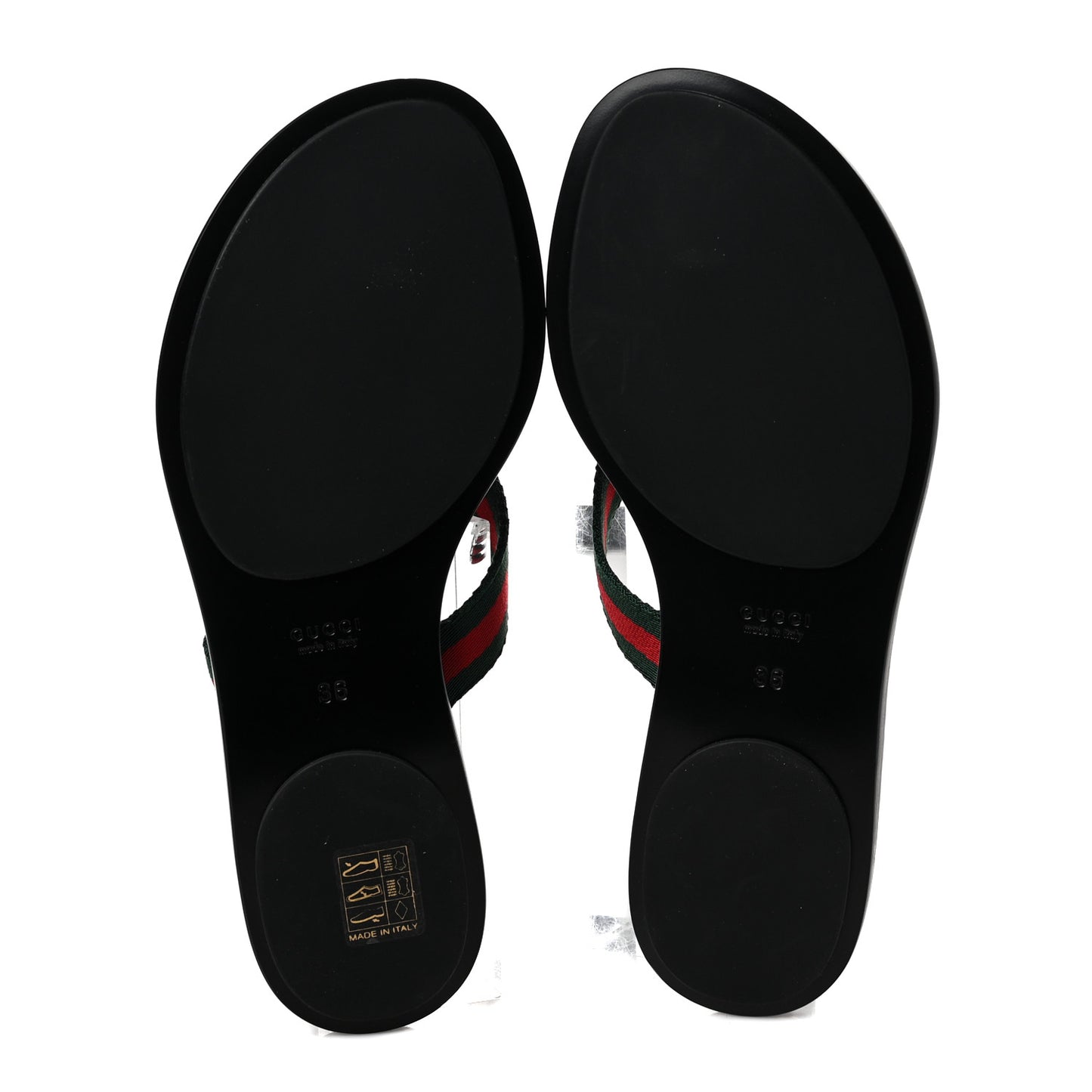 Nylon Calfskin Web GG Monogram Womens Thong Sandals 36 Green Red Black