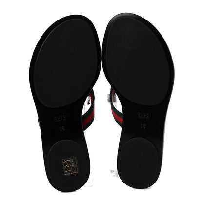 Gucci Nylon Calfskin Web GG Monogram Womens Thong Sandals 36 Green Red Black 5 of 8