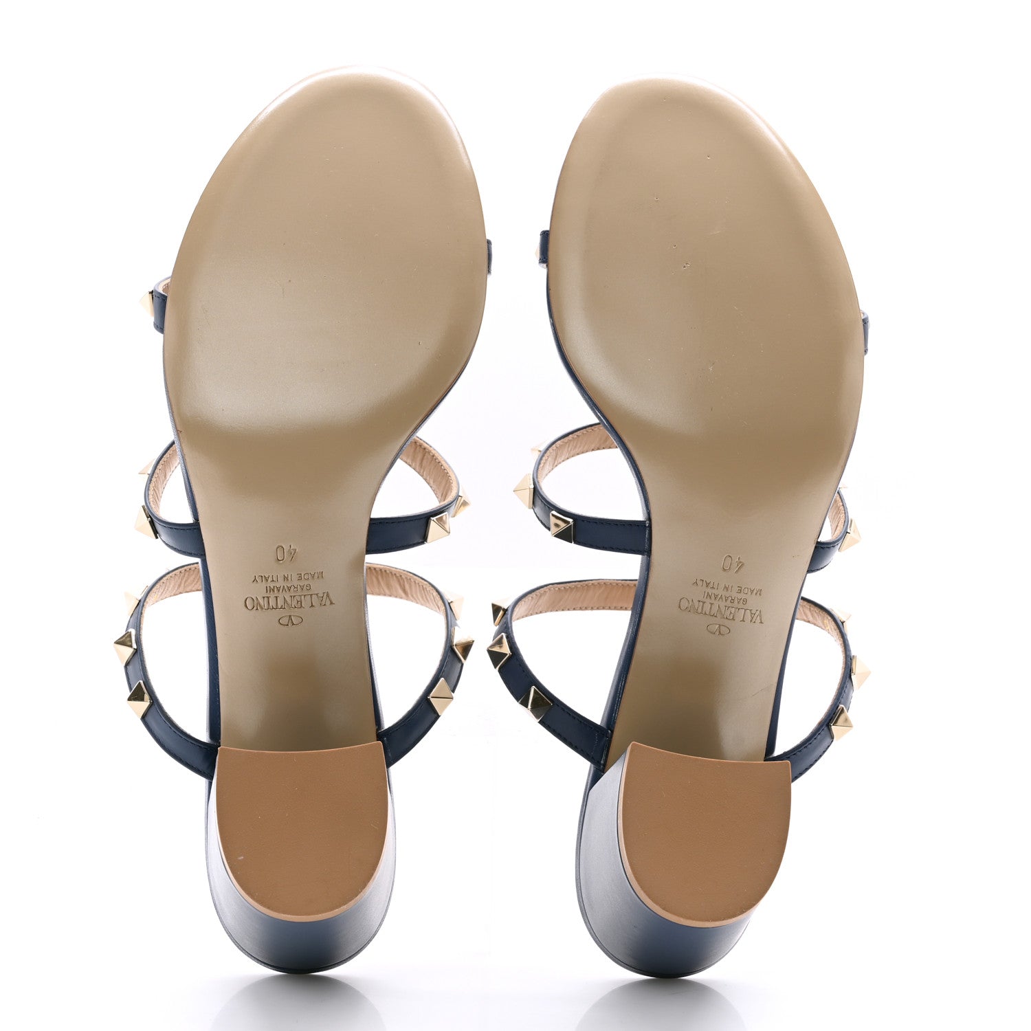 Valentino Garavani Calfskin Rockstud 60mm Caged Slide Sandals 40 Light Ocean 5 of 8