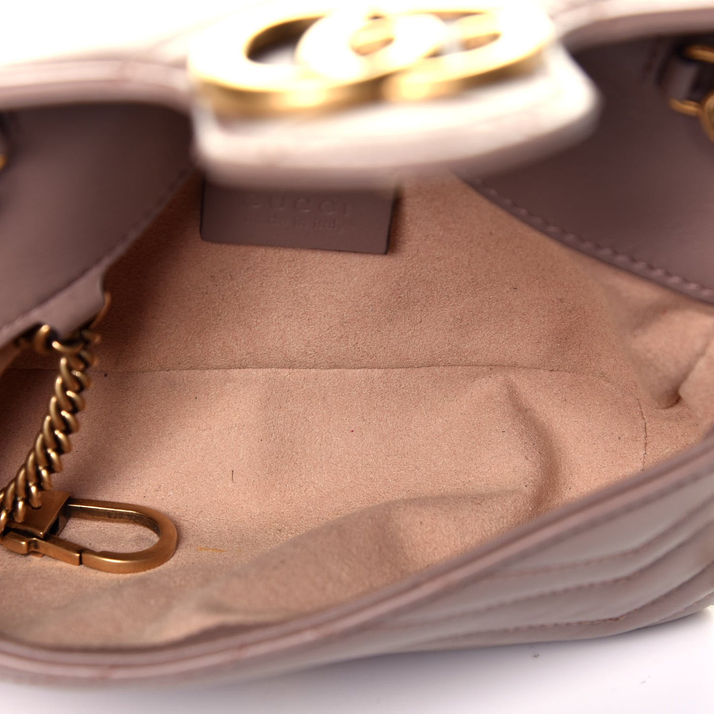 Calfskin Matelasse Super Mini GG Marmont Shoulder Bag Porcelain Rose