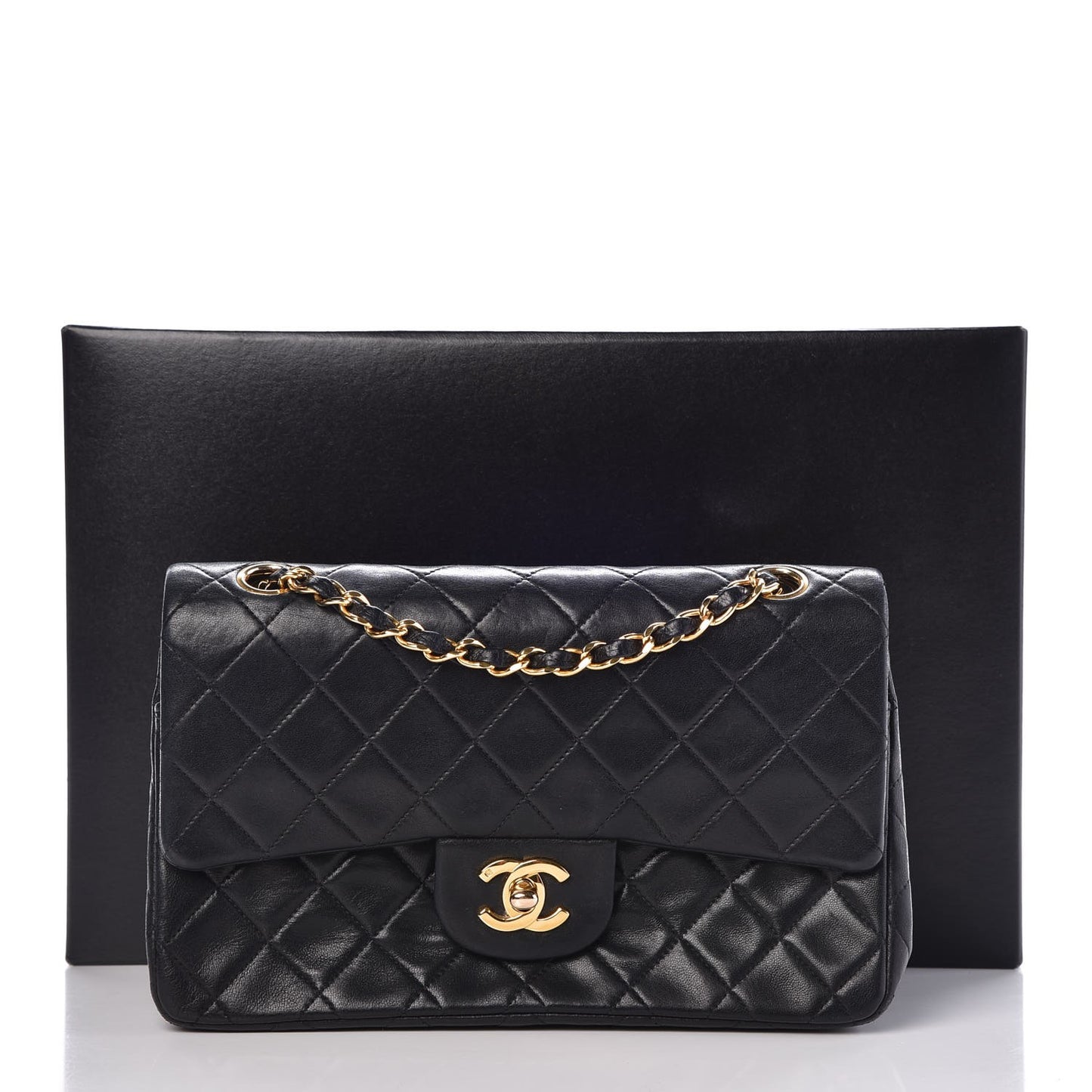 Lambskin Quilted Small Double Flap Black