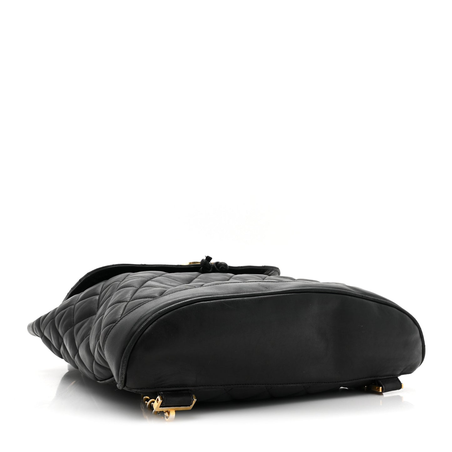 Lambskin Quilted Drawstring Backpack Black