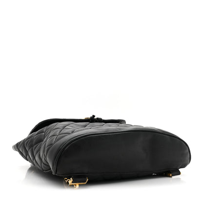 Chanel Lambskin Quilted Drawstring Backpack Black 4 of 16