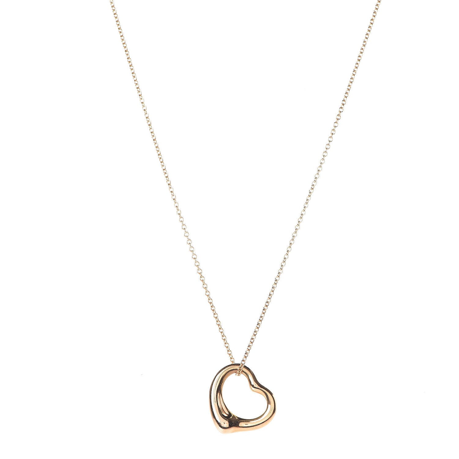 Tiffany 18K Yellow Gold Elsa Peretti Small Open Heart Pendant Necklace 1 of 6