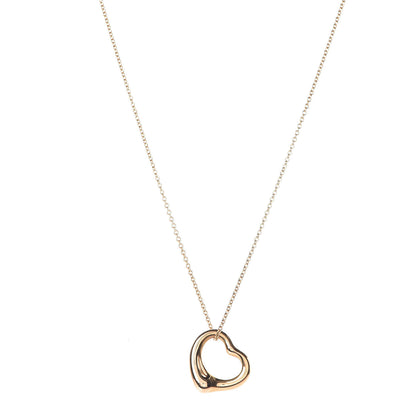 Tiffany 18K Yellow Gold Elsa Peretti Small Open Heart Pendant Necklace 1 of 6