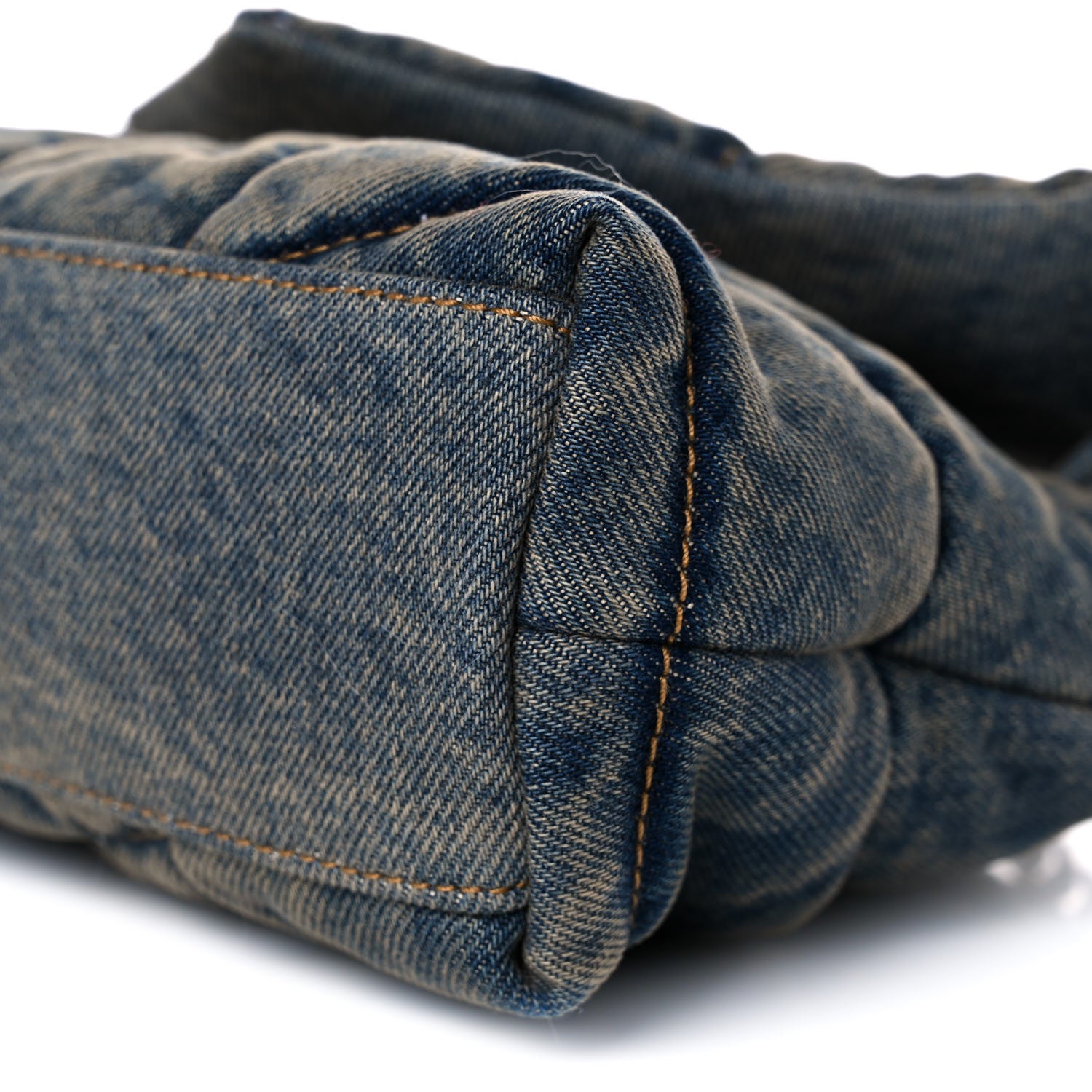 Saint Laurent Denim Quilted Toy Loulou Puffer Monogram Chain Satchel Blue Black 9 of 10
