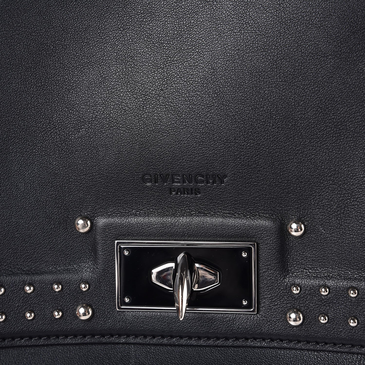 Givenchy Grained Calfskin Studded Small Shark Lock Satchel Black 5 of 7