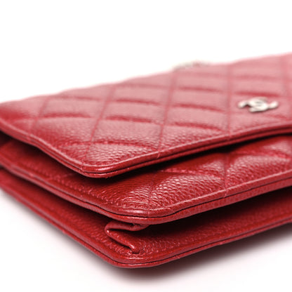 Chanel Caviar Quilted Wallet on Chain WOC Dark Red 10 of 11