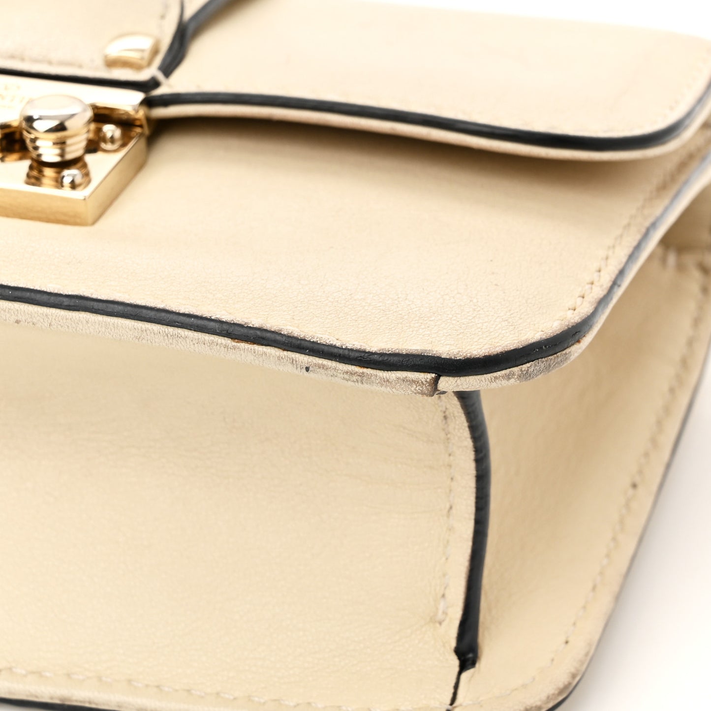 Vitello Mini Glam Lock Rockstud Flap White