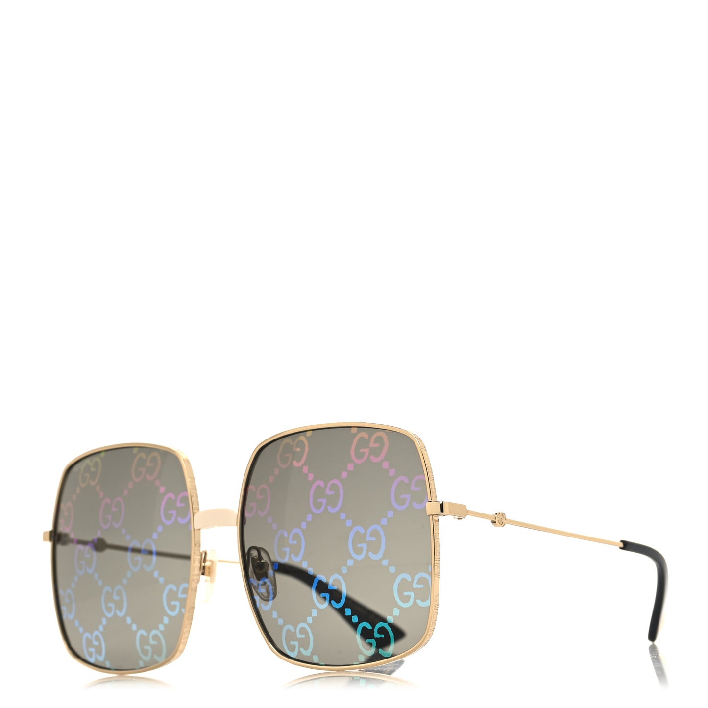 Metal Rectangular Frame Sunglasses GG0414S Gold Multicolor
