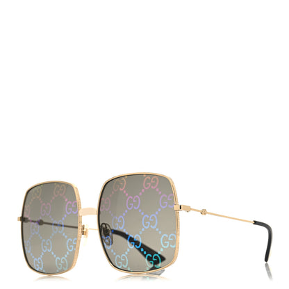 Gucci Metal Rectangular Frame Sunglasses GG0414S Gold Multicolor 1 of 7