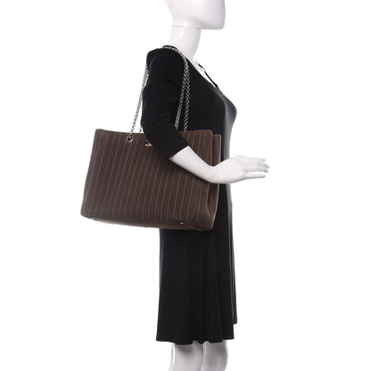 Chanel Suede Quilted Vertical Tote Brown 2 of 11