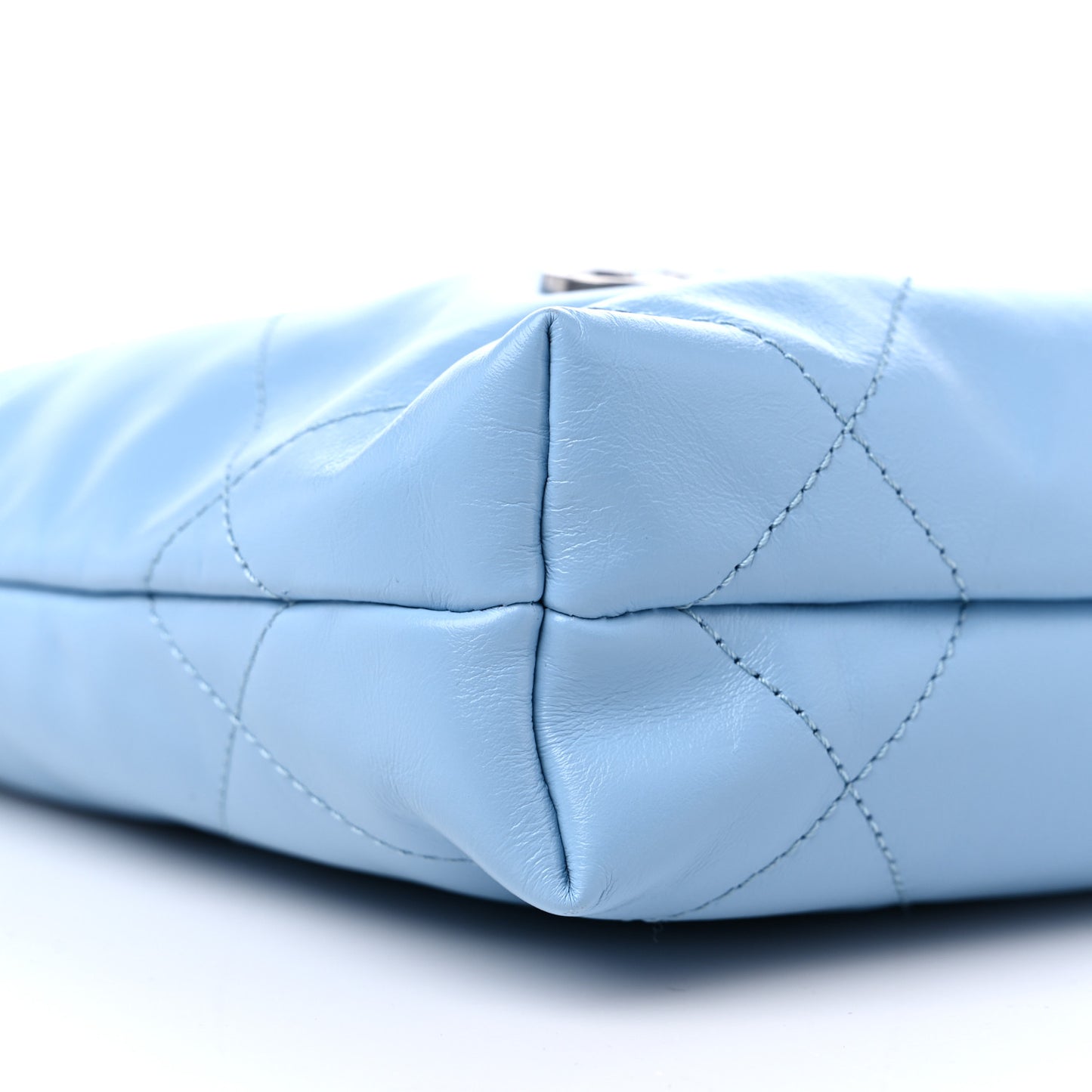 Shiny Calfskin Quilted Mini Chanel 22 Light Blue