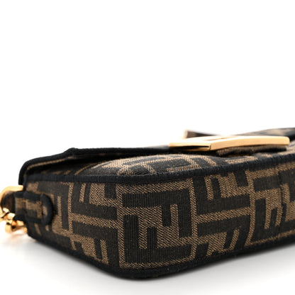 Fendi Fabric Jacquard FF 1974 Mini Baguette Tobacco Moro Black 10 of 11