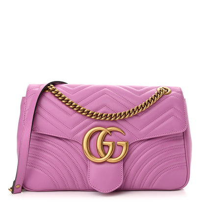 Gucci Calfskin Matelasse Medium GG Marmont Shoulder Bag Candy Mousse 1 of 13