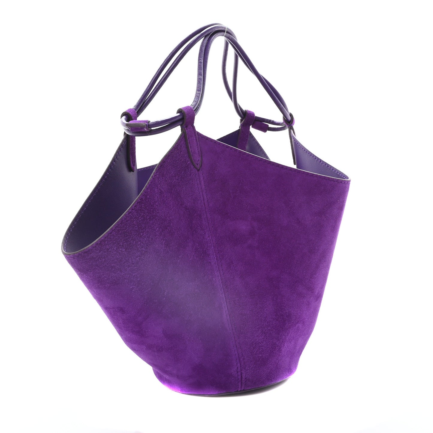 Suede Calfskin Mini Lotus Tote Violet