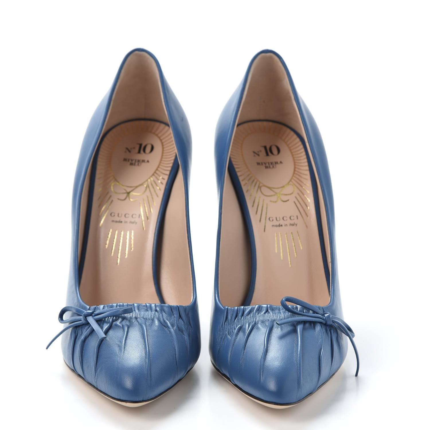 Gucci Nappa Bow High Heel Pumps 37 Riviera Blue 2 of 10
