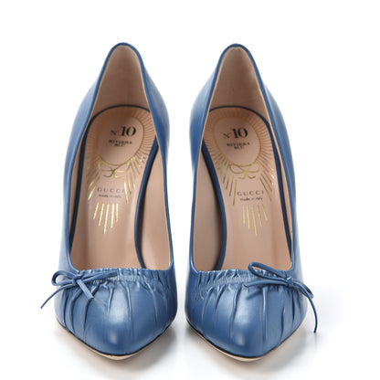 Gucci Nappa Bow High Heel Pumps 37 Riviera Blue 2 of 10