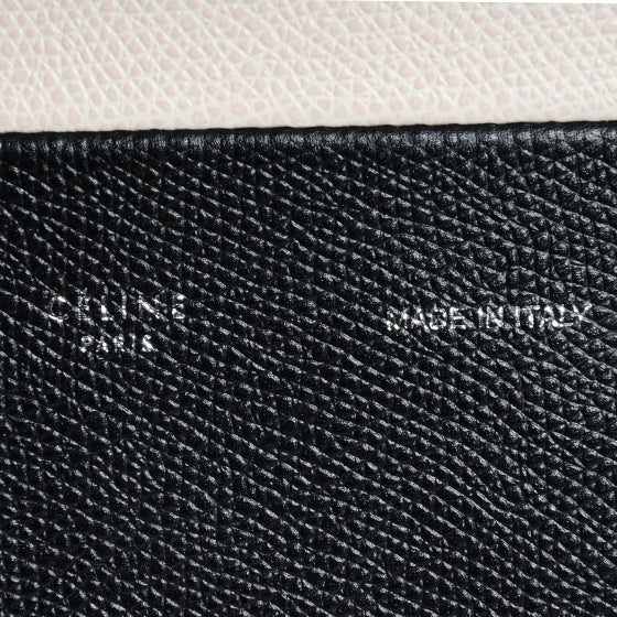 Grained Calfskin Small Vertical Bi-Cabas Cream Black