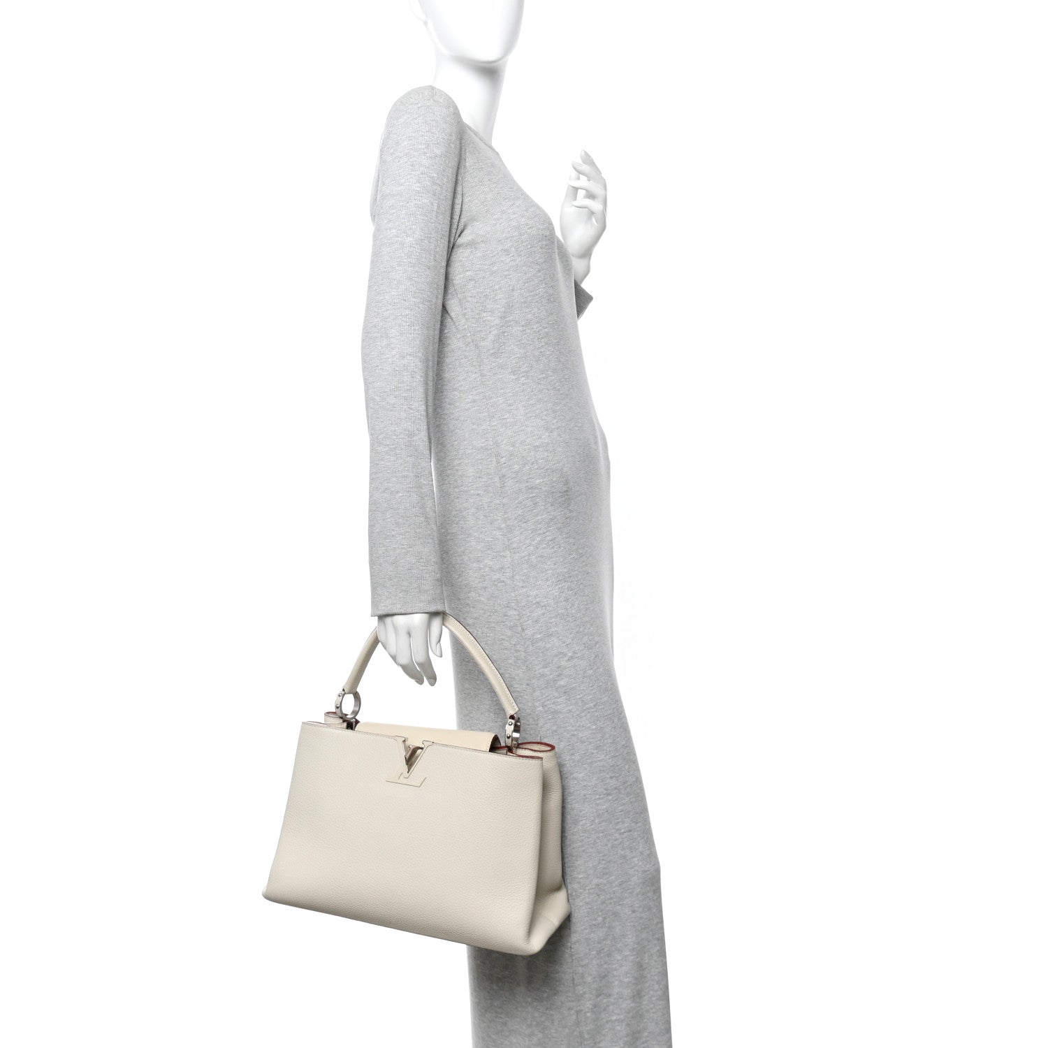 Louis Vuitton Taurillon Capucines MM Blanc Casse 2 of 11