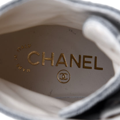 Chanel Denim Lace Up Boots 38 Light Blue 9 of 11