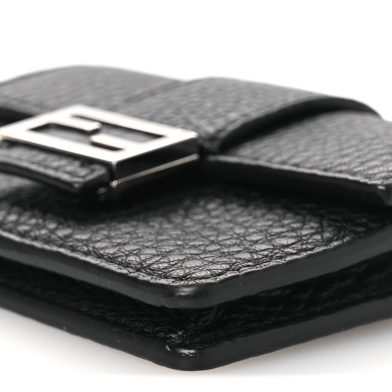 Fendi Cuoio Romano Micro Flat Baguette Black 10 of 12