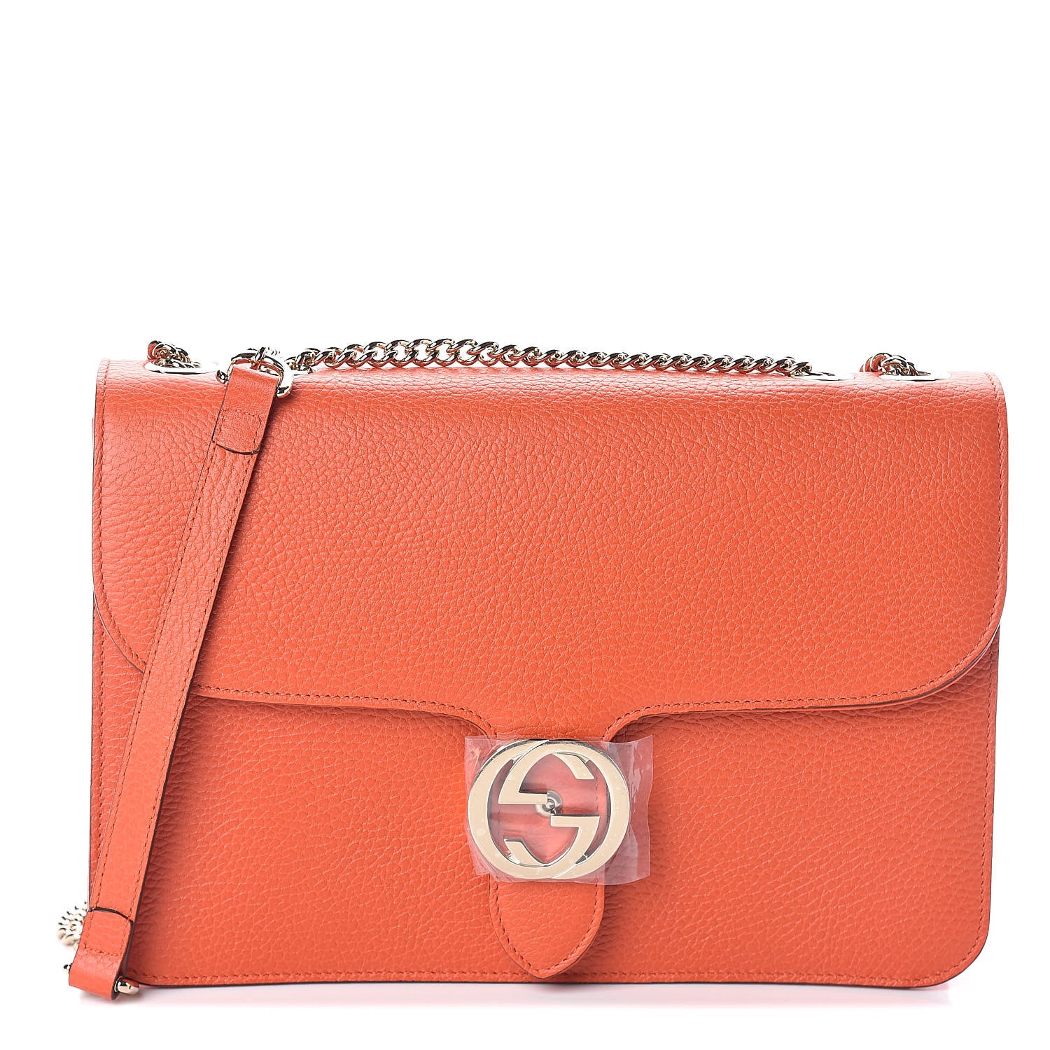 Gucci Dollar Calfskin Interlocking G Shoulder Bag Sun Orange 1 of 9