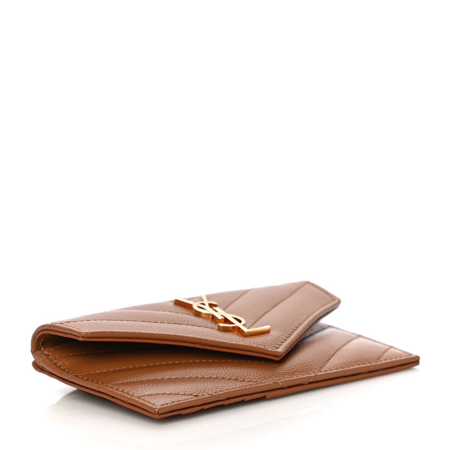 Grain De Poudre Matelasse Chevron Monogram Compact Wallet Natural Dark