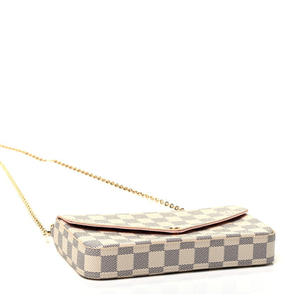 Louis Vuitton Damier Azur Pochette Felicie Chain Wallet Rose Ballerine 3 of 5
